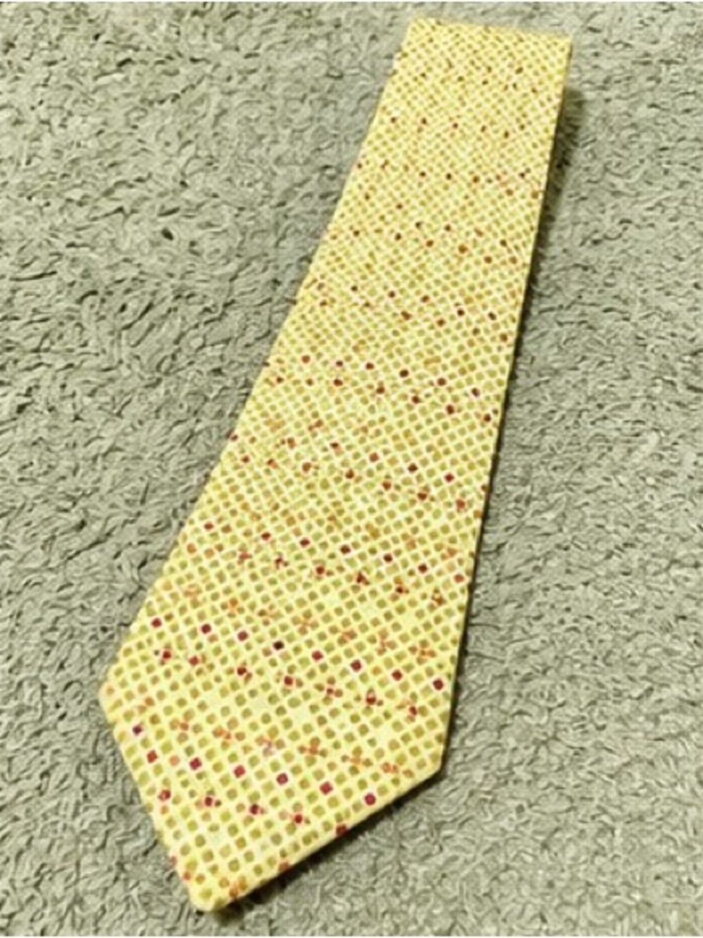 Hermes Yellow Tie with Pink Dot Lattice